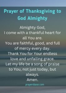 Prayer of Thanksgiving to God Almighty