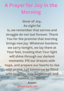 A Prayer for Joy in the Morning