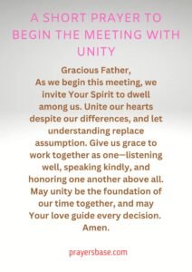 A Short Prayer to Begin the Meeting with Unity