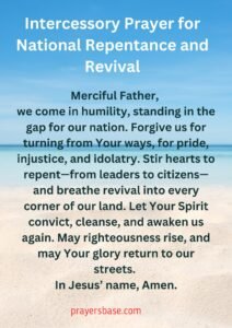 Intercessory Prayer for National Repentance and Revival