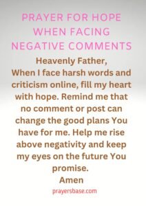 Prayer for Hope When Facing Negative Comments