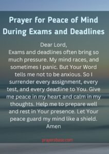 Prayer for Peace of Mind During Exams and Deadlines