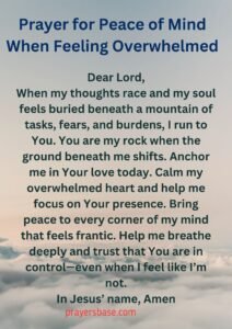 Prayer for Peace of Mind When Feeling Overwhelmed