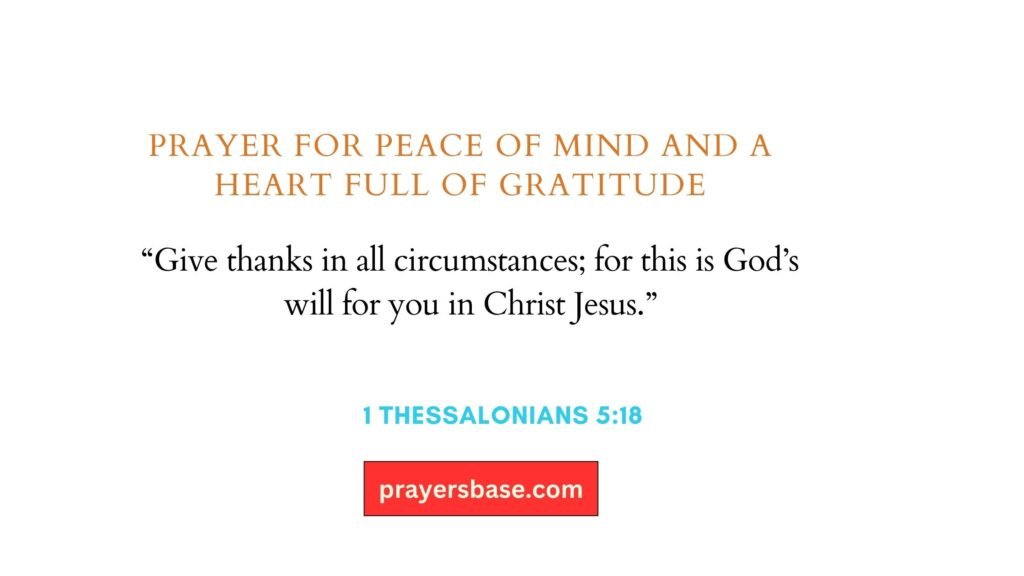 Prayer for Peace of Mind and a Heart Full of Gratitude