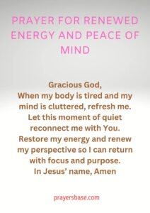 Prayer for Renewed Energy and Peace of Mind