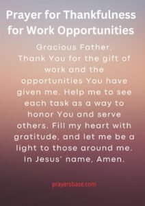 Prayer for Thankfulness for Work Opportunities