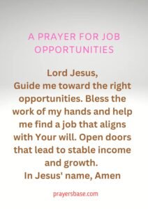 A Prayer for Job Opportunities