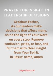 Prayer for Insight in Leadership Decisions