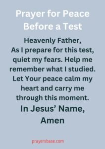 Prayer for Peace Before a Test