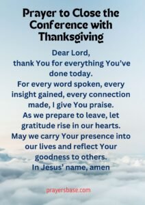 Prayer to Close the Conference with Thanksgiving